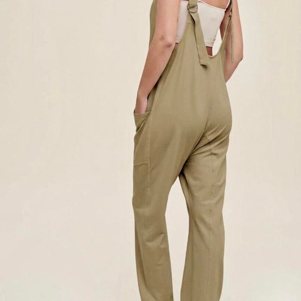 Women's Khaki and Green Dungarees-overalls